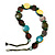 Button Shape Wood Olive Cotton Cord Necklace (Teal, Green, Brown & Yellow) - 62cm Length - view 4