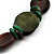 Button Shape Wood Olive Cotton Cord Necklace (Teal, Green, Brown & Yellow) - 62cm Length - view 10