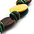 Button Shape Wood Olive Cotton Cord Necklace (Teal, Green, Brown & Yellow) - 62cm Length - view 11