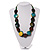 Button Shape Wood Olive Cotton Cord Necklace (Teal, Green, Brown & Yellow) - 62cm Length - view 2