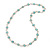 Light Blue Glass Bead Necklace In Silver Plated Metal - 72cm Length
