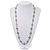 Transparent White Glass Bead Necklace In Silver Plated Metal - 72cm Length - view 5