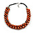 Orange Cluster Beaded Wood Cotton Cord Necklace - 58cm L