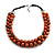 Orange Cluster Beaded Wood Cotton Cord Necklace - 58cm L - view 7