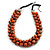 Orange Cluster Beaded Wood Cotton Cord Necklace - 58cm L - view 2