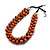 Orange Cluster Beaded Wood Cotton Cord Necklace - 58cm L - view 4