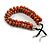 Orange Cluster Beaded Wood Cotton Cord Necklace - 58cm L - view 6