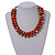Orange Cluster Beaded Wood Cotton Cord Necklace - 58cm L - view 3