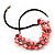 Coral Red Floral Shell Leather Style Cord Necklace - 44cm Length - view 8