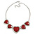 5 Red Graduated Acrylic Heart Necklace (Silver Tone) - 32cm Length (7cm Extender) - view 6