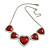 5 Red Graduated Acrylic Heart Necklace (Silver Tone) - 32cm Length (7cm Extender) - view 2