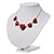 5 Red Graduated Acrylic Heart Necklace (Silver Tone) - 32cm Length (7cm Extender) - view 4