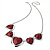 5 Red Graduated Acrylic Heart Necklace (Silver Tone) - 32cm Length (7cm Extender) - view 5