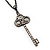 Gun Metal Diamante Key Charm Pendant Necklace - 68cm Length - view 5