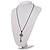 Gun Metal Diamante Key Charm Pendant Necklace - 68cm Length - view 7