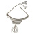 Silver Tone Hammered Bib Style Tassel Necklace - 38cm Length - view 3