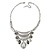 Silver Tone Hammered Diamante Bib Style Necklace - 38cm Length - view 2