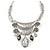 Silver Tone Hammered Diamante Bib Style Necklace - 38cm Length