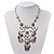 Silver Plated Turquoise Bead Bib Choker Necklace - 36cm Length - view 7