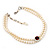 2 Strand Light Cream Imitation Pearl CZ Wedding Choker Necklace (With Ruby Red Coloured Central Stone) - view 7