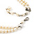 2 Strand Light Cream Imitation Pearl CZ Wedding Choker Necklace (With Ruby Red Coloured Central Stone) - view 6