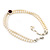 2 Strand Light Cream Imitation Pearl CZ Wedding Choker Necklace (With Ruby Red Coloured Central Stone) - view 8