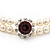 2 Strand Light Cream Imitation Pearl CZ Wedding Choker Necklace (With Ruby Red Coloured Central Stone) - view 5