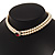 2 Strand Light Cream Imitation Pearl CZ Wedding Choker Necklace (With Ruby Red Coloured Central Stone) - view 3