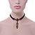 Victorian Black Suede Style Diamante Choker Necklace In Bronze Metal - 34cm Length with 5cm extension - view 7