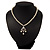 Classic Light Cream Faux Pearl Bead Diamante Necklace - 40cm Length - view 5