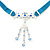 Victorian Light Blue Suede Style Diamante Choker Necklace In Silver Tone Metal - 34cm Length with 5cm extension - view 4