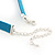 Victorian Light Blue Suede Style Diamante Choker Necklace In Silver Tone Metal - 34cm Length with 5cm extension - view 5