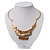 Gold Plated Hammered Bib Choker Necklace - 48cm Length