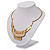 Gold Plated Hammered Bib Choker Necklace - 48cm Length - view 5