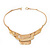 Gold Plated Hammered Bib Choker Necklace - 48cm Length - view 6