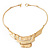 Gold Plated Hammered Bib Choker Necklace - 48cm Length - view 2