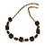 Wired Cube & Resin Bead Modern Necklace In Bronze Metal - 56cm Length - view 5