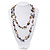 Antique White Shell & Brown Imitation Pearl Bead Long Necklace - 130cm Length - view 2
