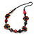 Multicoloured Floral Bead Cotton Cord Necklace - 60cm Length - view 2