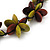 Brown/Olive Wooden Floral Cotton Cord Necklace - 70cm Length - view 5