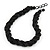 Black Glass Bead Twisted Choker Necklace - 40cm Length