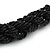 Black Glass Bead Twisted Choker Necklace - 40cm Length - view 5