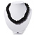 Black Glass Bead Twisted Choker Necklace - 40cm Length - view 2