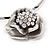 Silver Tone Crystal Rose Medallion Choker Necklace - - view 6