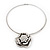 Silver Tone Crystal Rose Medallion Choker Necklace - - view 9