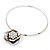 Silver Tone Crystal Rose Medallion Choker Necklace - - view 4
