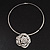 Silver Tone Crystal Rose Medallion Choker Necklace - - view 10