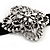 Black Velour Ribbon Diamante Filigree Cross Choker In Silver Tone Metal - 29cm Length (7cm extension) - view 8
