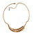 Large Crystal 'Feather' Pendant Necklace In Gold Plated Metal - 36cm Length (7cm extender) - view 3