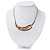 Large Crystal 'Feather' Pendant Necklace In Gold Plated Metal - 36cm Length (7cm extender) - view 2